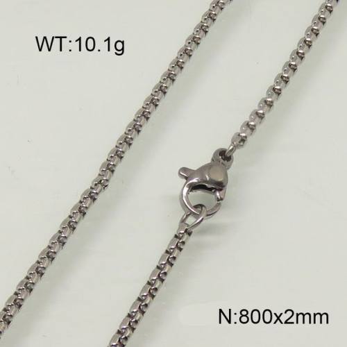 304 Stainless Steel Necklace,Box Chains,Unwelded,True Color,2x800mm,about 10.1g/package,1 pc/package,6N20268avja-312