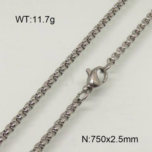 304 Stainless Steel Necklace,Box Chains,Unwelded,True Color,2.5x750mm,about 11.7g/package,1 pc/package,6N20271avja-312