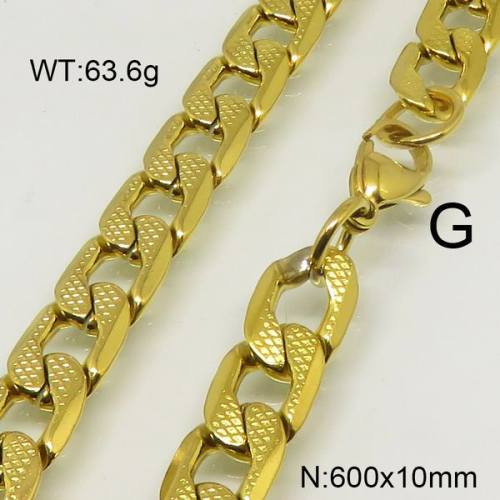 304 Stainless Steel Necklace,Curb Chain,Unwelded,Faceted,Vacuum Plating Gold,10x600mm,about 63.6g/package,1 pc/package,6N20296vhha-452