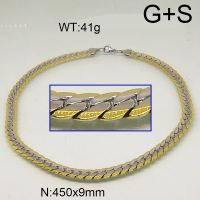 304 Stainless Steel Necklace,Curb Chain,Unwelded,Faceted,Vacuum Plating Gold & True Color,9x450mm,about 41g/package,1 pc/package,6N20308vhha-452