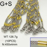 304 Stainless Steel Necklace,Mesh Chains,Network Chains,Lantern Chains,with Steel Column Beads,Soldered,Vacuum Plating Gold & True Color,4x450mm,about 126.7g/package,1 pc/package,6N20318bnbb-452