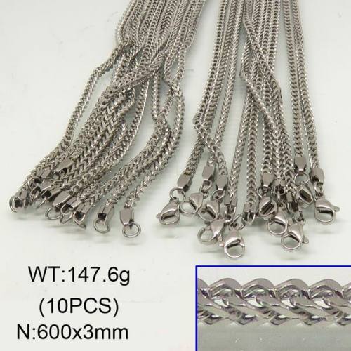 304 Stainless Steel Necklace,Foxtail Wheat Chain,True Color,3x600mm,about 147.6g/package,1 pc/package,6N20320vkla-452