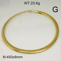 304 Stainless Steel Necklace,Collar & Omega Chain,Vacuum Plating Gold,8x450mm,about 23.6g/package,1 pc/package,6N20363vbpb-352