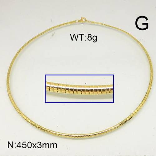 304 Stainless Steel Necklace,Collar & Omega Chain,Vacuum Plating Gold,3x450mm,about 8g/package,1 pc/package,6N20594ablb-641