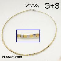 304 Stainless Steel Necklace,Collar & Omega Chain,Vacuum Plating Gold & True Color,3x450mm,about 7.8g/package,1 pc/package,6N20598vbll-641