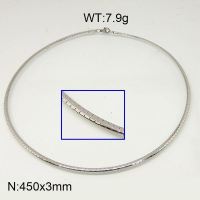 304 Stainless Steel Necklace,Collar & Omega Chain,True Color,3x450mm,about 7.9g/package,1 pc/package,6N20599aajl-641