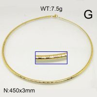 304 Stainless Steel Necklace,Collar & Omega Chain,Vacuum Plating Gold,3x450mm,about 7.5g/package,1 pc/package,6N20600ablb-641