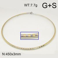 304 Stainless Steel Necklace,Collar & Omega Chain,Vacuum Plating Gold & True Color,3x450mm,about 7.7g/package,1 pc/package,6N20601vbll-641