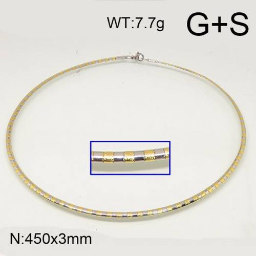 304 Stainless Steel Necklace,Collar & Omega Chain,Vacuum Plating Gold & True Color,3x450mm,about 7.7g/package,1 pc/package,6N20601vbll-641