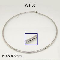 304 Stainless Steel Necklace,Collar & Omega Chain,True Color,3x450mm,about 8g/package,1 pc/package,6N20602aajl-641