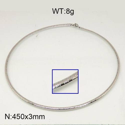 304 Stainless Steel Necklace,Collar & Omega Chain,True Color,3x450mm,about 8g/package,1 pc/package,6N20602aajl-641