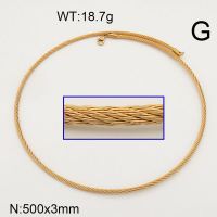304 Stainless Steel Necklace,Collar & Omega Chain,Vacuum Plating Gold,3x500mm,about 18.7g/package,1 pc/package,6N20665vbmb-388