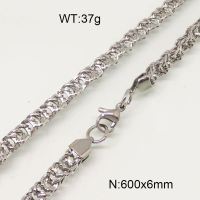 304 Stainless Steel Necklace,Byzantine Chains,True Color,6x600mm,about 37g/package,1 pc/package,6N20747bhia-697
