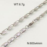 304 Stainless Steel Necklace,Link Chains,Soldered,True Color,4x600mm,about 6.7g/package,1 pc/package,6N20752aakl-697