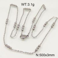 304 Stainless Steel Necklace,Cable Satellite Chains,Soldered,with Rondelle Beads and Card Paper,True Color,3x500mm,about 3.1g/package,1 pc/package,6N20755avja-697