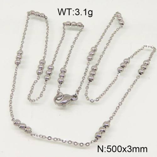 304 Stainless Steel Necklace,Cable Satellite Chains,Soldered,with Rondelle Beads and Card Paper,True Color,3x500mm,about 3.1g/package,1 pc/package,6N20755avja-697