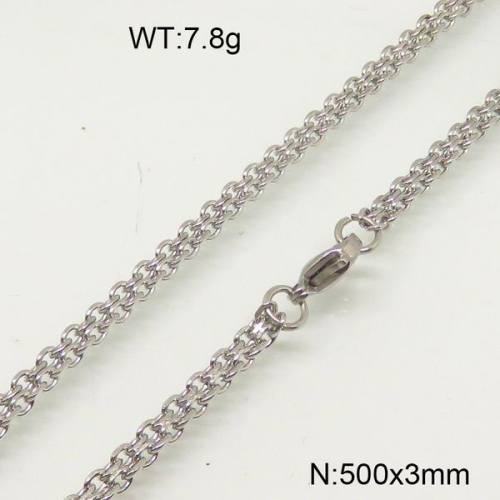 304 Stainless Steel Necklace, Cable Chains,Soldered,Flat Oval,True Color,3x500mm,about 7.8g/package,1 pc/package,6N20757aajl-697