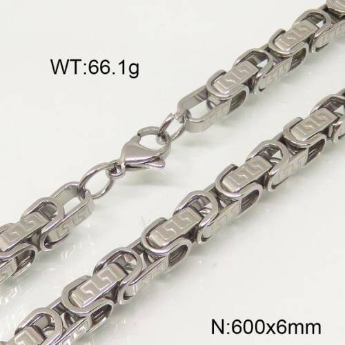 304 Stainless Steel Necklace,Byzantine Chains,True Color,6x600mm,about 66.1g/package,1 pc/package,6N20766bhva-697