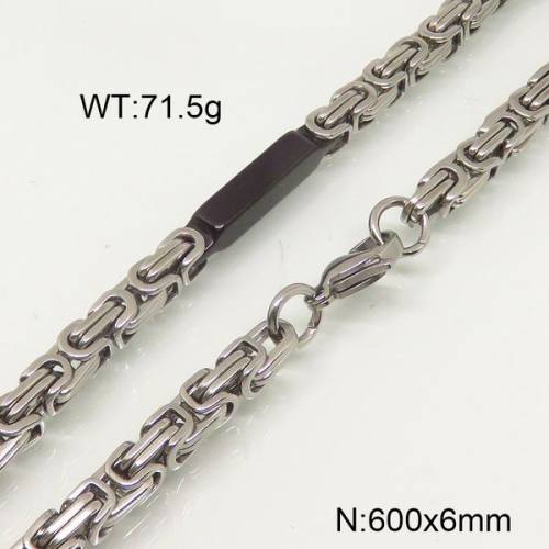 304 Stainless Steel Necklace,Byzantine Chains,Vacuum Plating Back & True Color,6x600mm,about 71.5g/package,1 pc/package,6N20773vhnv-697