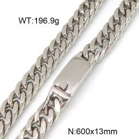 304 Stainless Steel Necklace,Twisted Chains,Curb Chain,Diamond Cut Chains,Unwelded,True Color,13x600mm,about 196.9g/package,1 pc/package,6N20783bkab-397
