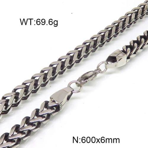 304 Stainless Steel Necklace,Foxtail Wheat Chain,True Color,6x600mm,about 69.6g/package,1 pc/package,6N20785vila-397