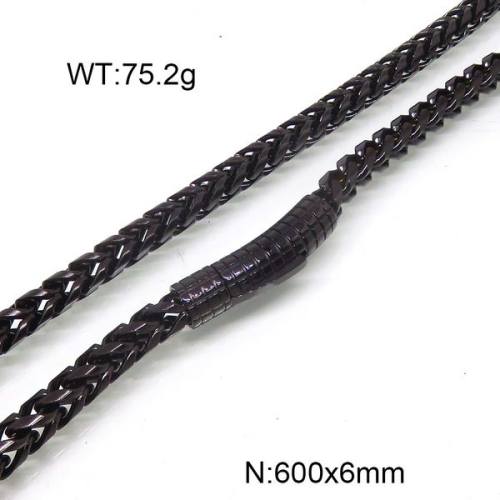 304 Stainless Steel Necklace,Foxtail Wheat Chain,Vacuum Plating Back,6x600mm,about 75.2g/package,1 pc/package,6N20787vkla-397