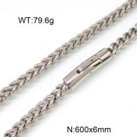 304 Stainless Steel Necklace,Foxtail Wheat Chain,True Color,6x600mm,about 79.6g/package,1 pc/package,6N20788bkab-397