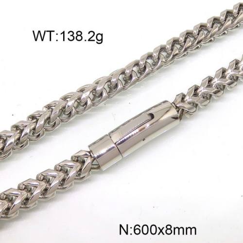 304 Stainless Steel Necklace,Foxtail Wheat Chain,True Color,8x600mm,about 138.2g/package,1 pc/package,6N20791bkab-397