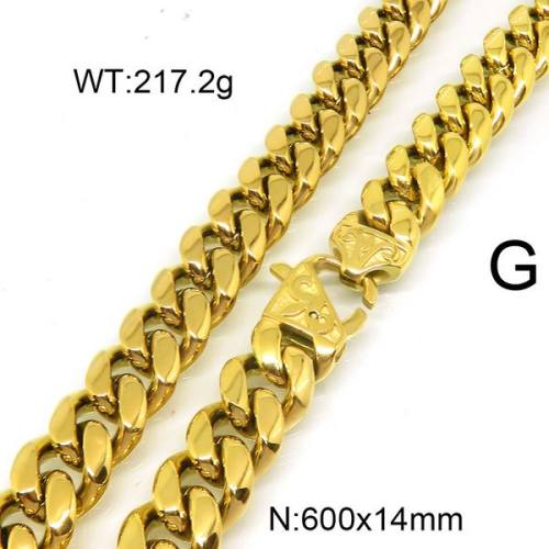 304 Stainless Steel Necklace,Twisted Chains,Curb Chain,Diamond Cut Chains,Unwelded,Vacuum Plating Gold,14x600mm,about 217.2g/package,1 pc/package,6N20795akoa-397