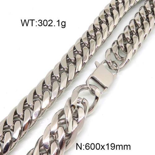 304 Stainless Steel Necklace,Cuban Link Chains,Chunky Curb Chains,Twisted Chains,Unwelded,Faceted,True Color,19x600mm,about 302.1g/package,1 pc/package,6N20797albv-397