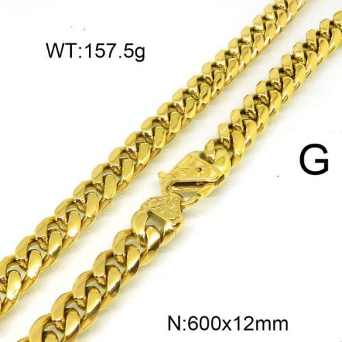 304 Stainless Steel Necklace,Curb Chains Twisted Chains,Unwelded,Faceted,Vacuum Plating Gold,12x600mm,about 157.5g/package,1 pc/package,6N20799akoa-397