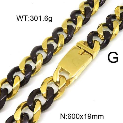 304 Stainless Steel Necklace,Curb Chains Twisted Chains,Unwelded,Faceted,Vacuum Plating& Gold Back ,19x600mm,about 301.6g/package,1 pc/package,6N20801bpvb-397