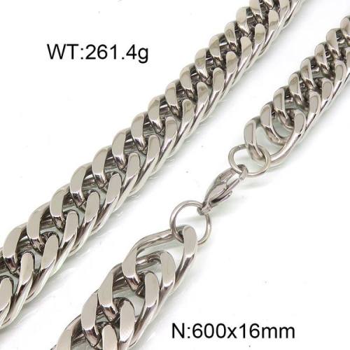 304 Stainless Steel Necklace,Cuban Link Chains,Chunky Curb Chains,Twisted Chains,Unwelded,Faceted,True Color,16x600mm,about 261.4g/package,1 pc/package,6N20802ajvb-397