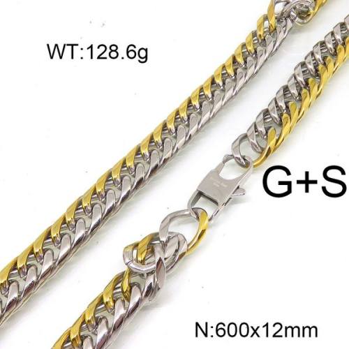304 Stainless Steel Necklace,Cuban Link Chains,Chunky Curb Chains,Twisted Chains,Unwelded,Faceted,Vacuum Plating Gold & True Color,12x600mm,about 128.6g/package,1 pc/package,6N20813aiov-397