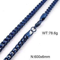 304 Stainless Steel Necklace,Foxtail Wheat Chain,Sky Blue,6x600mm,about 78.6g/package,1 pc/package,6N20816bipa-397