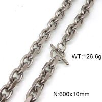304 Stainless Steel Necklace,Curb Chain,Unwelded,Faceted,True Color,10x600mm,about 126.6g/package,1 pc/package,6N20818ahlv-397