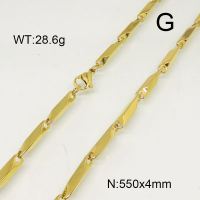 304 Stainless Steel Necklace,Bar Link Chains ,Vacuum Plating Gold,4x550mm,about 28.6g/package,1 pc/package,6N20994bhva-641