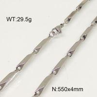 304 Stainless Steel Necklace,Bar Link Chains ,True Color,4x550mm,about 29.5g/package,1 pc/package,6N20995vbmb-641