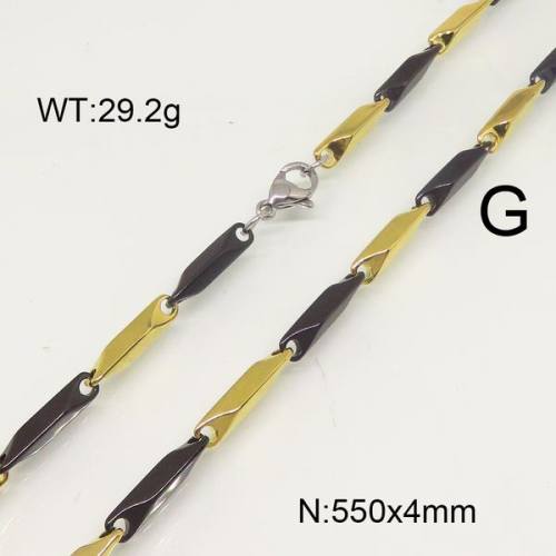 304 Stainless Steel Necklace,Bar Link Chains ,Vacuum Plating Gold & Back & True Color,4x550mm,about 29.2g/package,1 pc/package,6N20996vhha-641