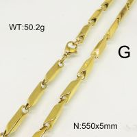 304 Stainless Steel Necklace,Bar Link Chains ,Vacuum Plating Gold,5x550,about 50.2g/package,1 pc/package,6N20999bhva-641