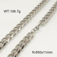 304 Stainless Steel Necklace,Curb Chains Twisted Chains,Unwelded,Faceted,True Color,11x650mm,about 106.7g/package,1 pc/package,6N21004vhkb-641