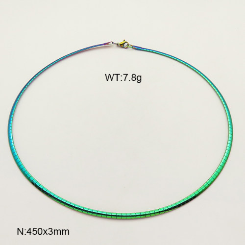 304 Stainless Steel Necklace,Collar & Omega Chain,Rainbow,3x450mm,about 7.8g/package,1 pc/package,6N21112vbll-641