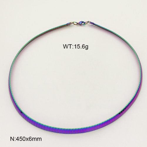 304 Stainless Steel Necklace,Collar & Omega Chain,Rainbow,6x450mm,about 15.6g/package,1 pc/package,6N21114vbnb-641