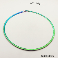 304 Stainless Steel Necklace,Collar & Omega Chain,Rainbow,4x450mm,about 11.4g/package,1 pc/package,6N21118vbnb-641