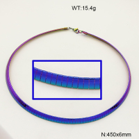 304 Stainless Steel Necklace,Collar & Omega Chain,Rainbow,6x450mm,about 15.4g/package,1 pc/package,6N21119bbov-641