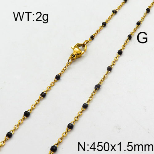 304 Stainless Steel Necklace,Enamel Link Chains,Cable Chains,Soldered,Flat Oval,Vacuum Plating Gold,1.5x450mm,about 2g/package,1 pc/package,6N3000838aajl-368