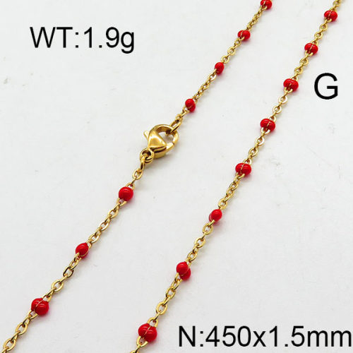 304 Stainless Steel Necklace,Enamel Link Chains,Cable Chains,Soldered,Flat Oval,Vacuum Plating Gold,1.5x450mm,about 1.9g/package,1 pc/package,6N3000840aajl-368