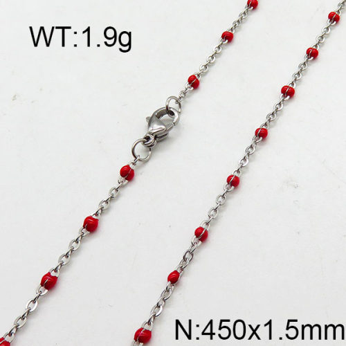304 Stainless Steel Necklace,Enamel Link Chains,Cable Chains,Soldered,Flat Oval,True Color,1.5x450mm,about 1.9g/package,1 pc/package,6N3000841vail-368