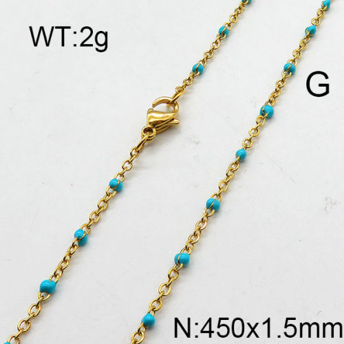 304 Stainless Steel Necklace,Enamel Link Chains,Cable Chains,Soldered,Flat Oval,Vacuum Plating Gold,1.5x450mm,about 2g/package,1 pc/package,6N3000842aajl-368
