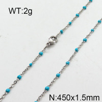 304 Stainless Steel Necklace,Enamel Link Chains,Cable Chains,Soldered,Flat Oval,True Color,1.5x450mm,about 2g/package,1 pc/package,6N3000843vail-368